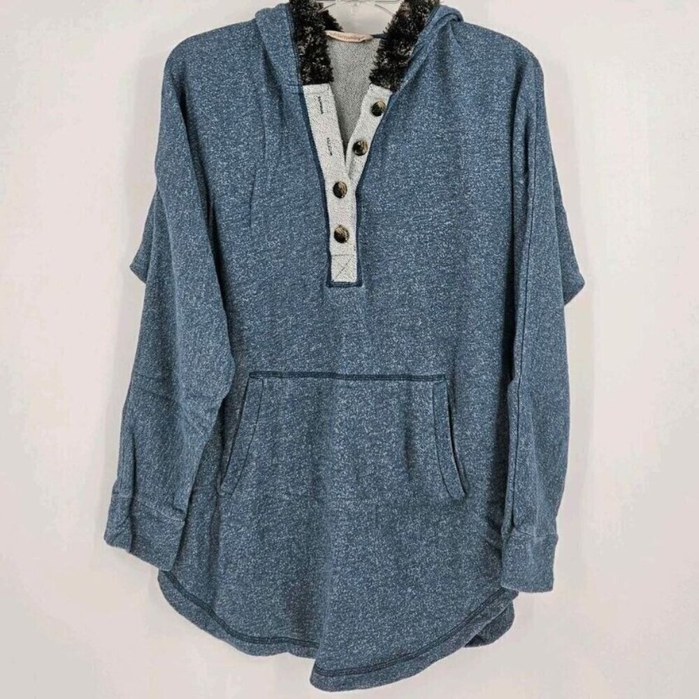 Soft Surroundings Cabin Cuddle Up Womens S French Terry Faux Fur Hood Sweatshirt